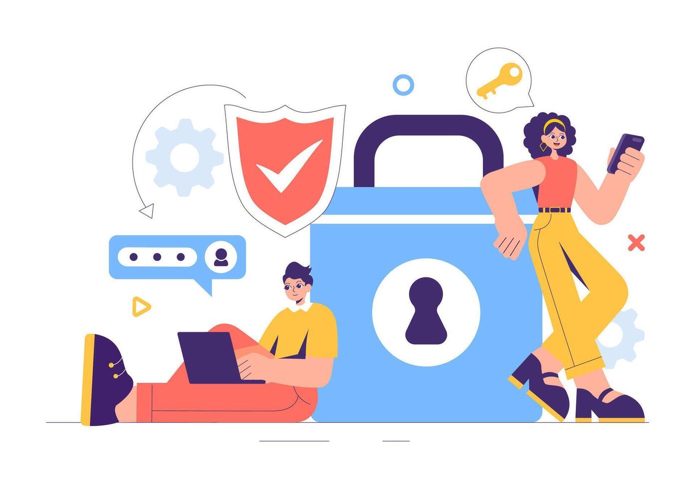 Modern Cyber Protection Design with Secure Backup and Server Safety vector