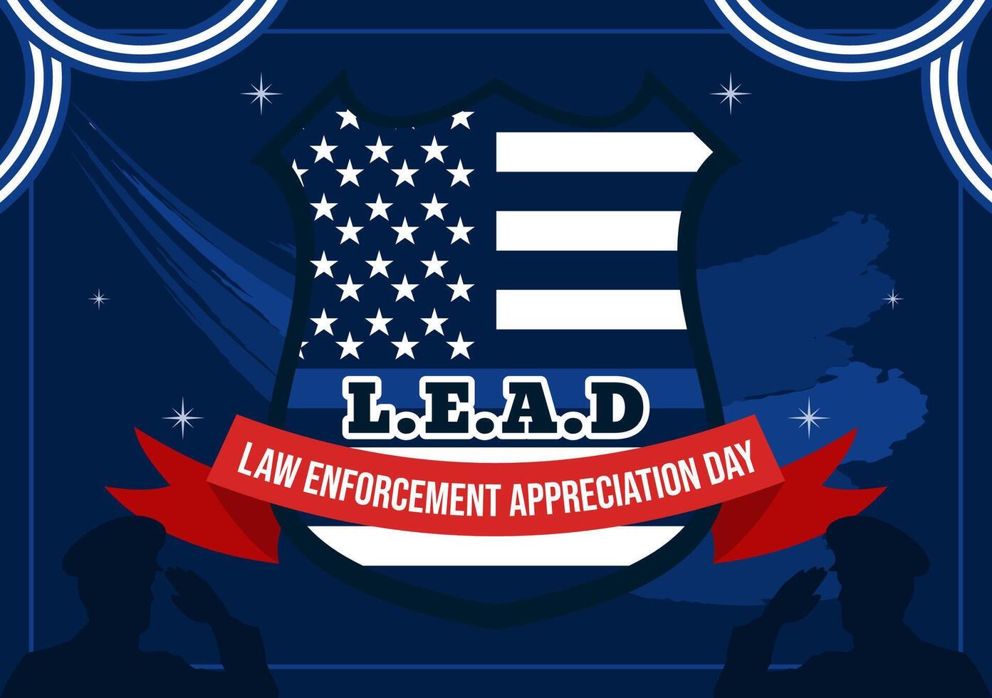 January 9th LEAD Day Design with Support and Thanks for Officers in Cartoon Style vector