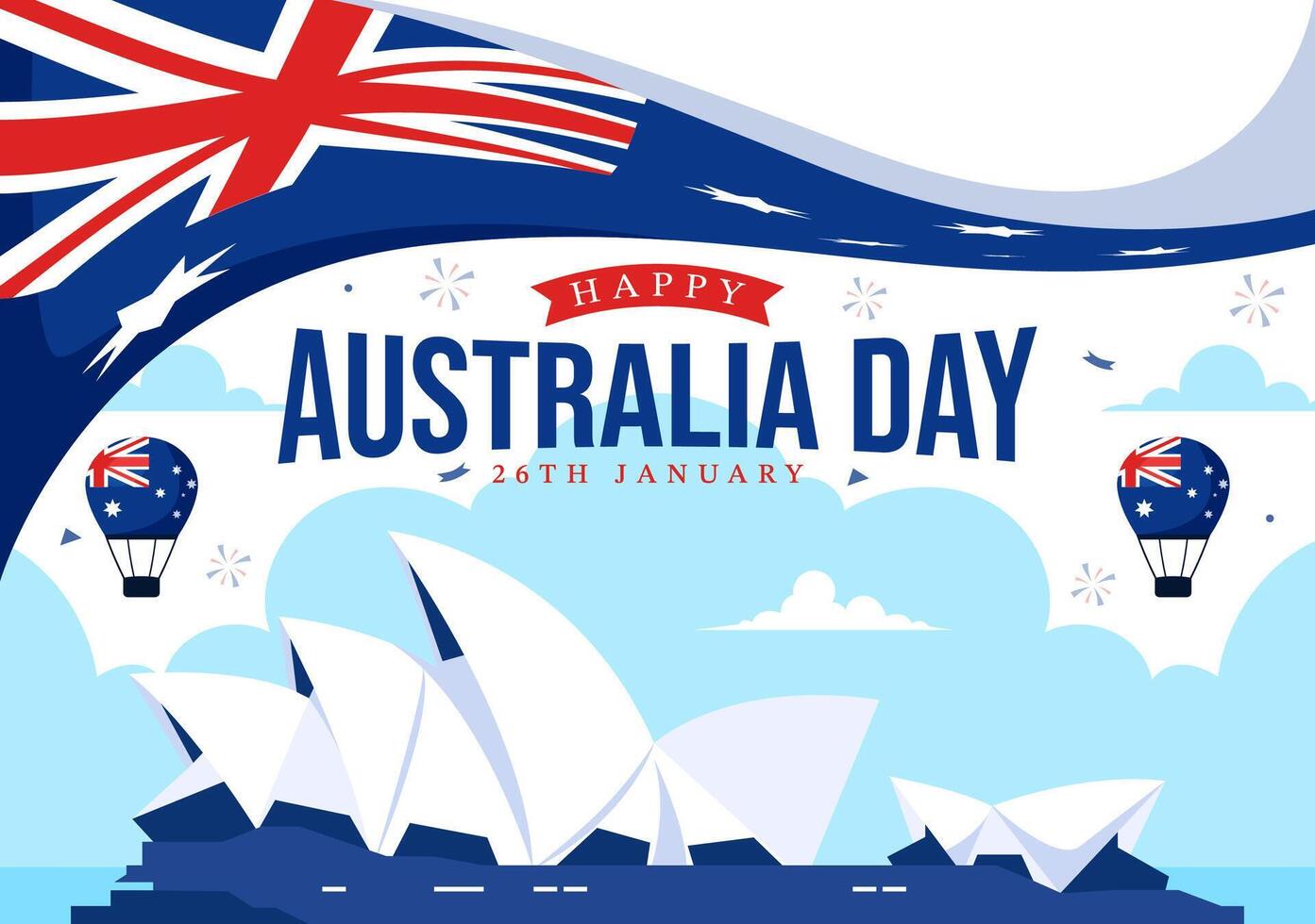 National Australia Day Illustration with a Flag and Map in Flat Style Cartoon Design vector