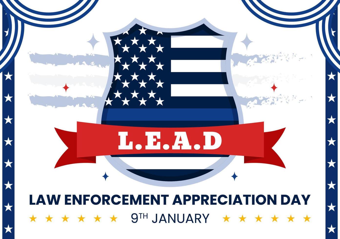 National Law Enforcement Day Celebration on January 9th with Supportive Themes in a Flat Style Design vector