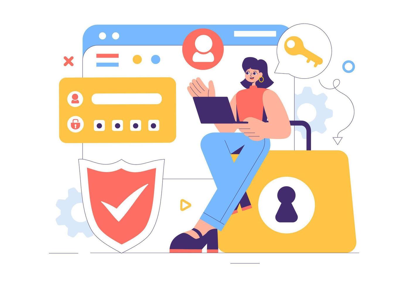 Cyber Threat Protection Illustration for Networks and Hosting Systems vector