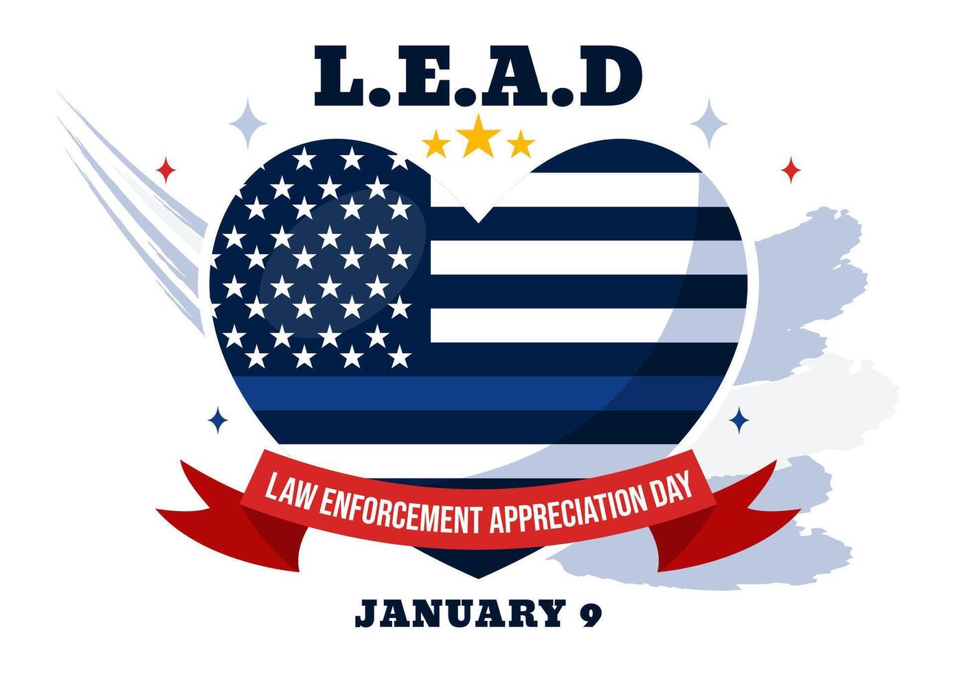 Appreciation Day for Law Enforcement Officers on January 9th with Flat Style Illustrations vector
