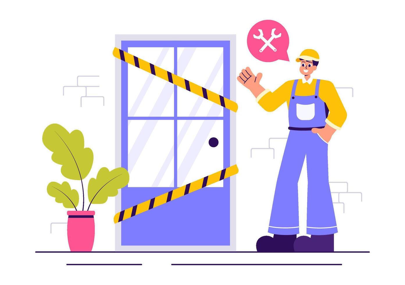 Flat Style Illustration of Windows and Doors Installation for Home Renovation vector