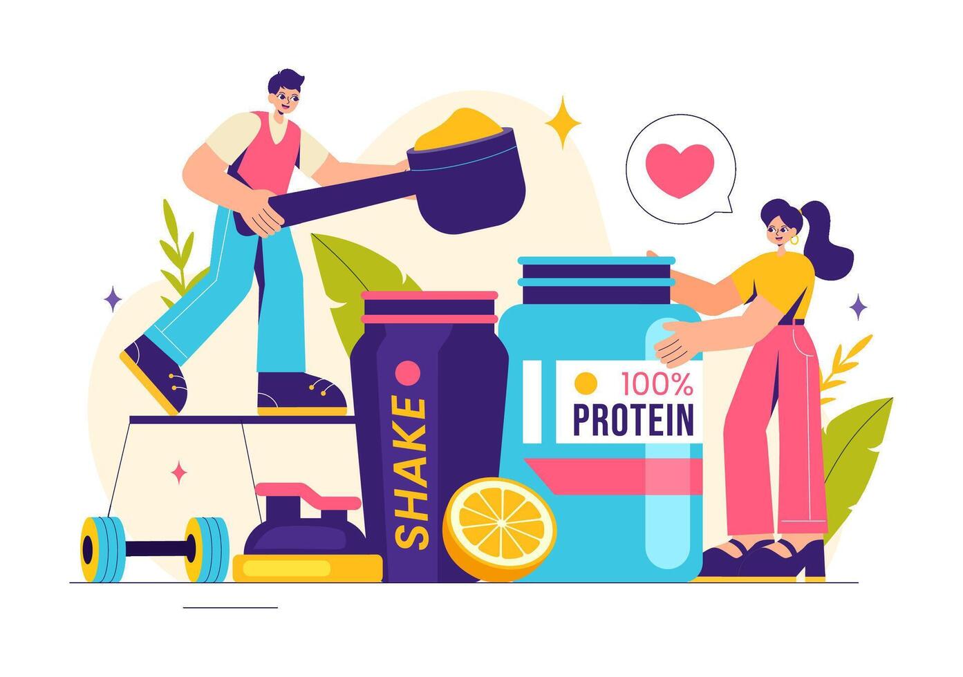 Workout Protein Supplements Illustration for Health and Fitness Enthusiasts vector