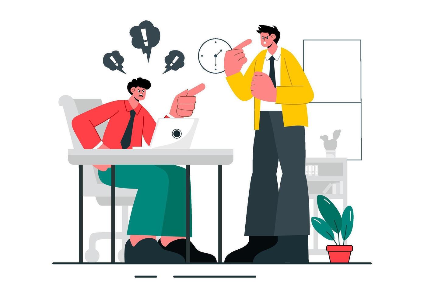 Arguing Employees Illustration Showing Workplace Tension and Business Disputes vector