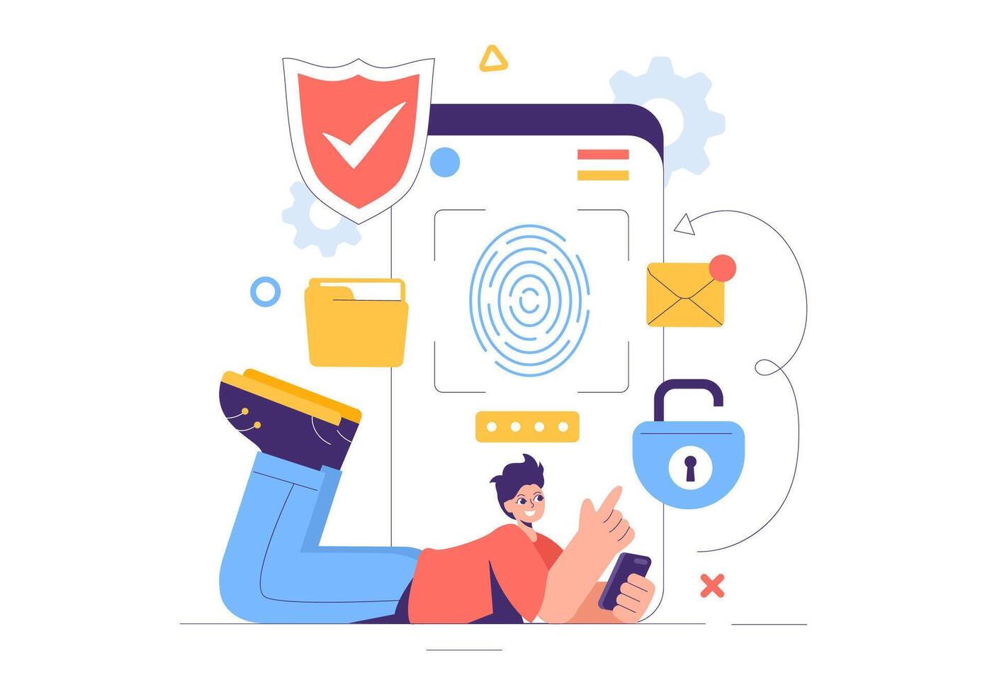 Cyber Safety Illustration Highlighting Data Backup and Hosting Security vector