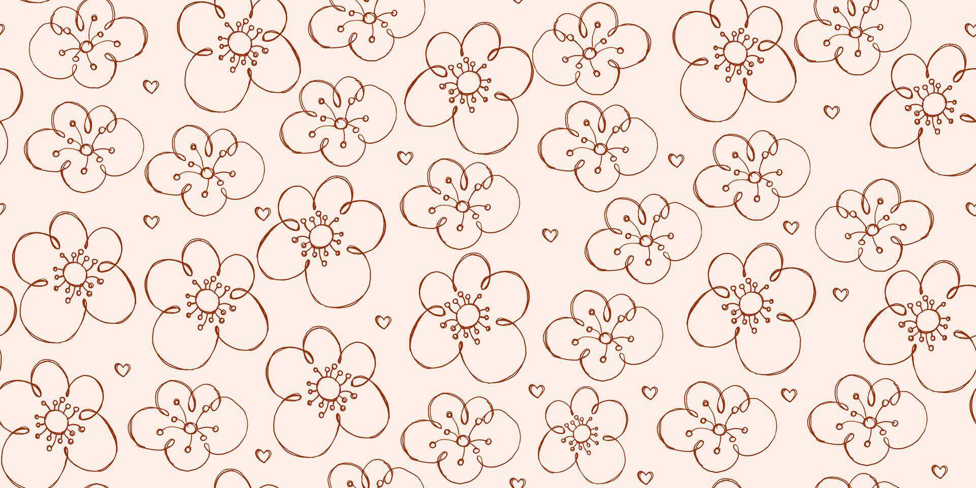 Cute Floral Seamless Pattern with Grunge Effect. Retro herbs drawn with pencil. Artistic sketch of plants and herbs vector