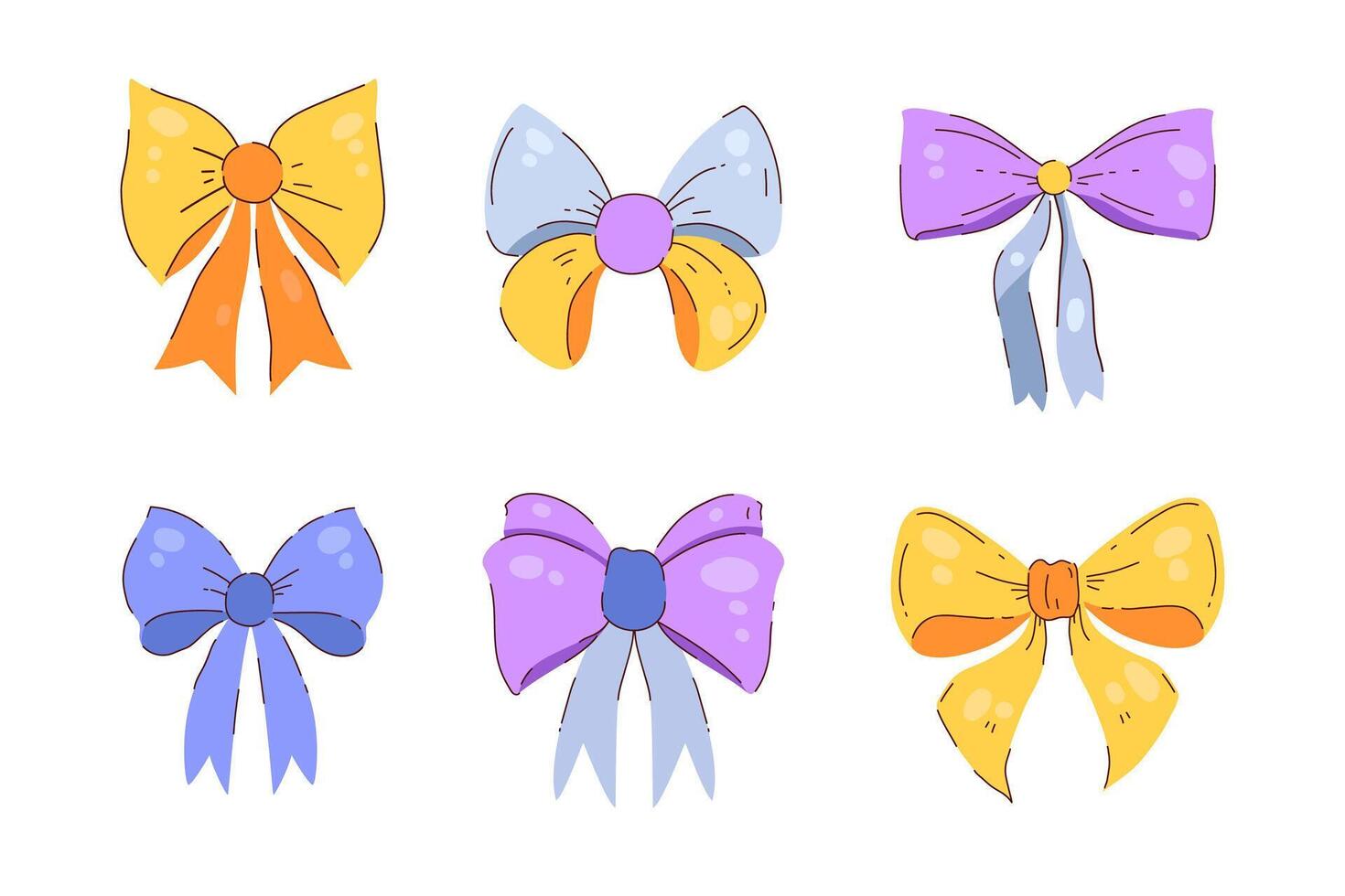 Hand drawn Decorative Ribbons. Includes simple bowknots and modern bowtie designs. Ideal for holidays and festive decorations. vector