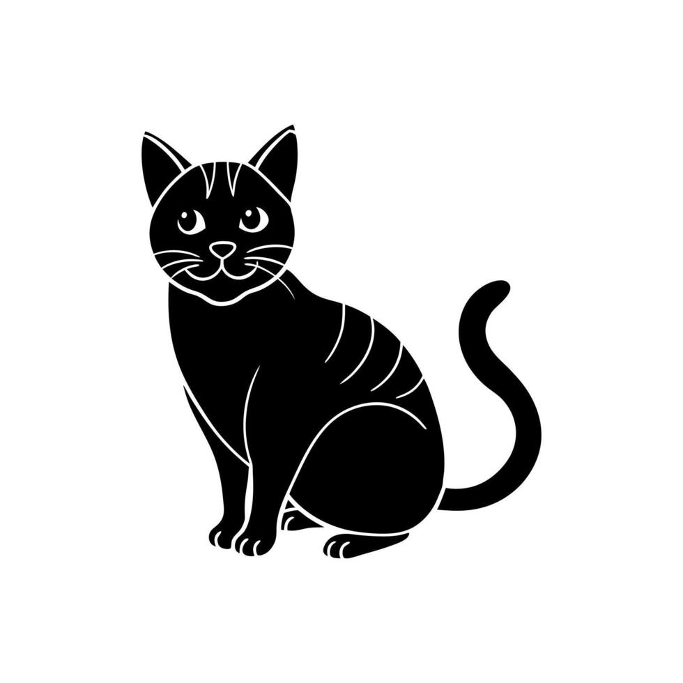 illustration of a silhouette of a black cat design vector