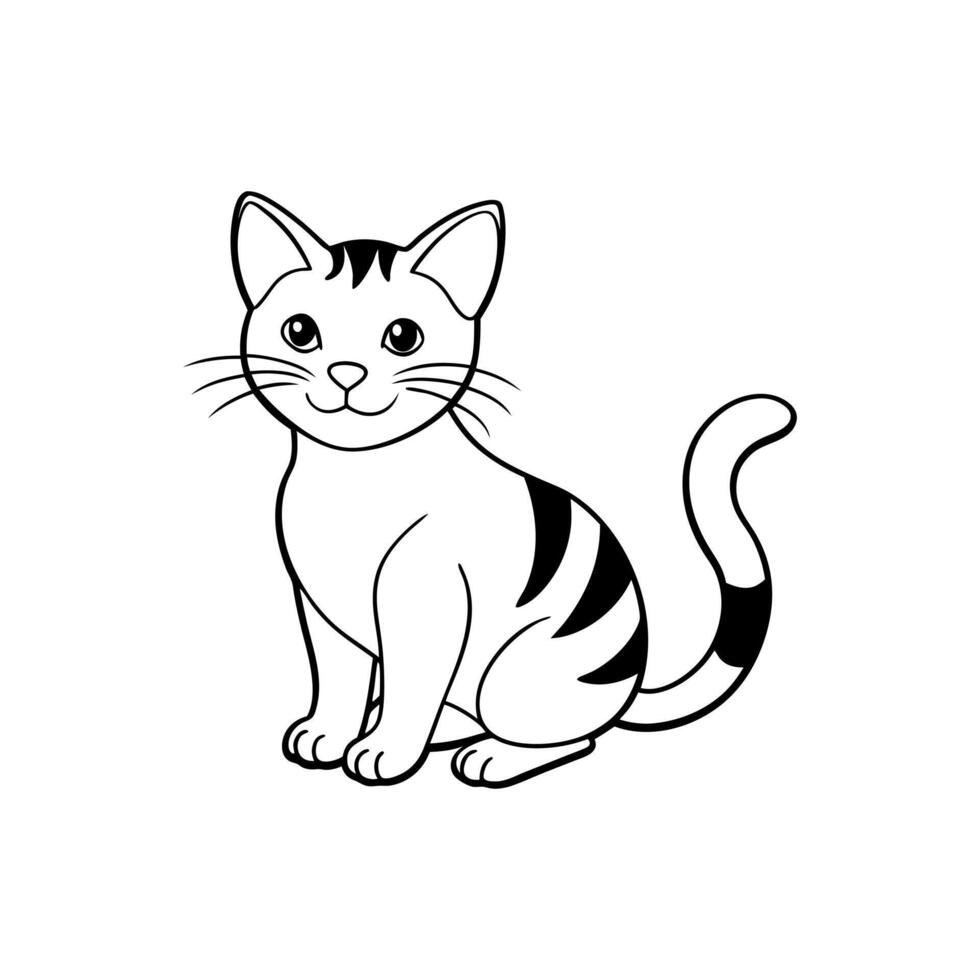 Beautiful cat hand drawn design with background vector