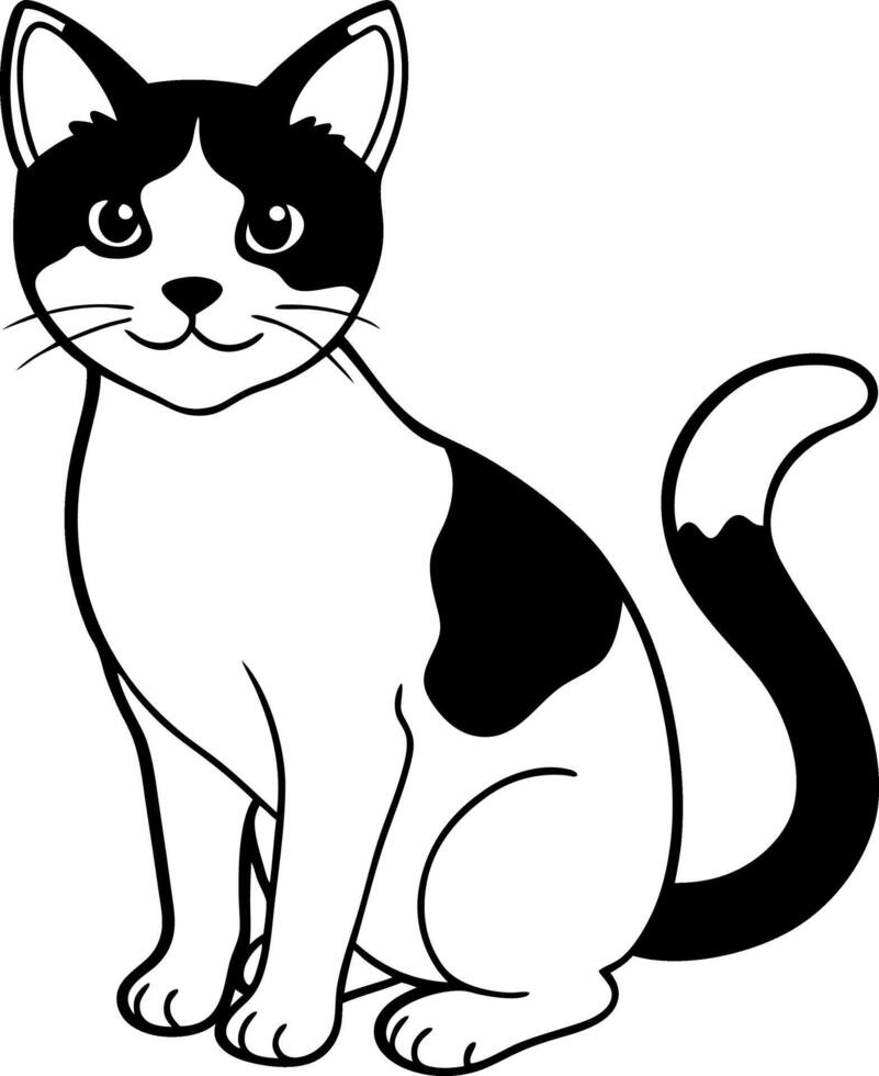 Beautiful cat design black and white color vector
