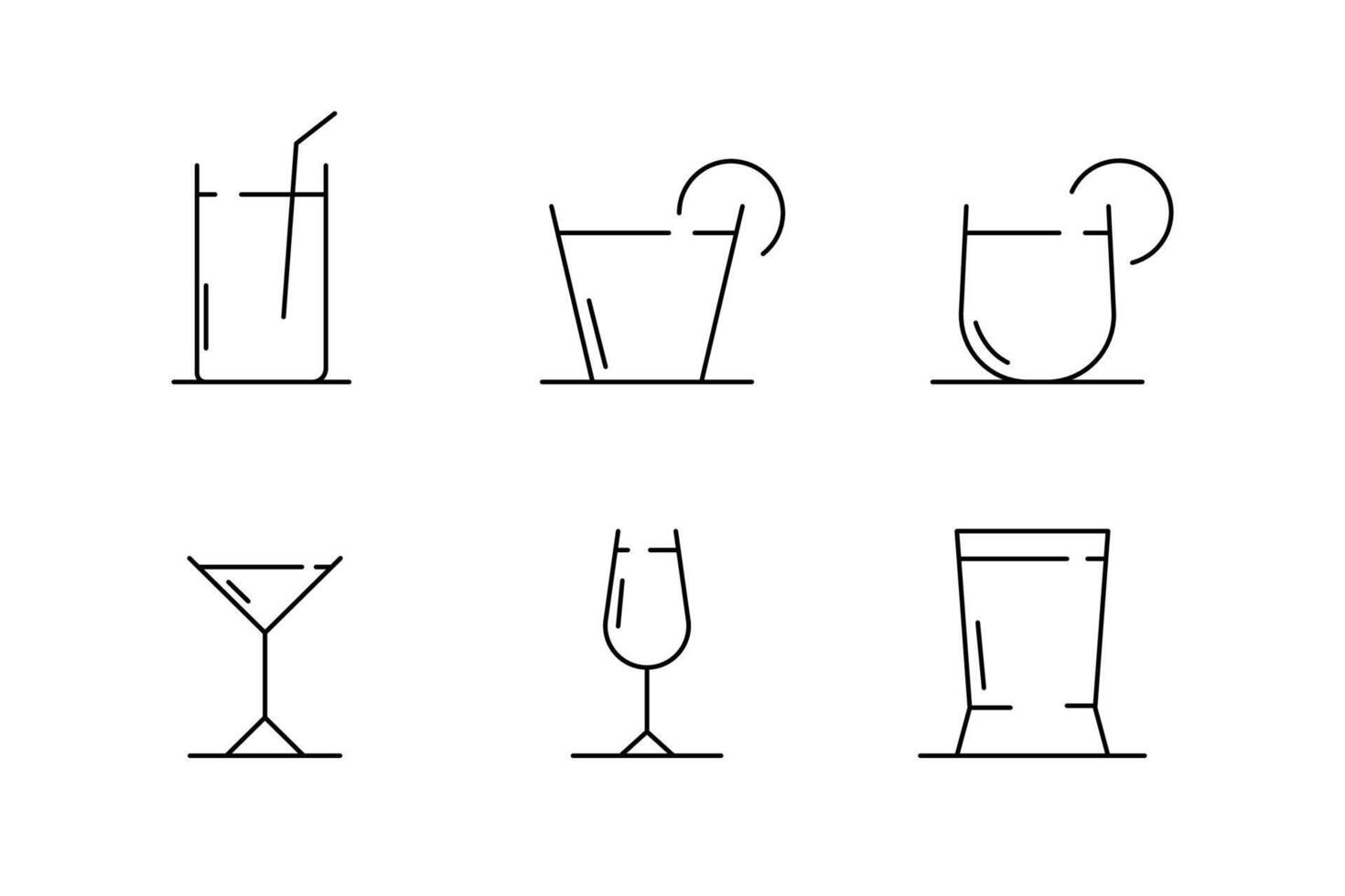 Drink line style icons set. Isolated on white background illustration design vector