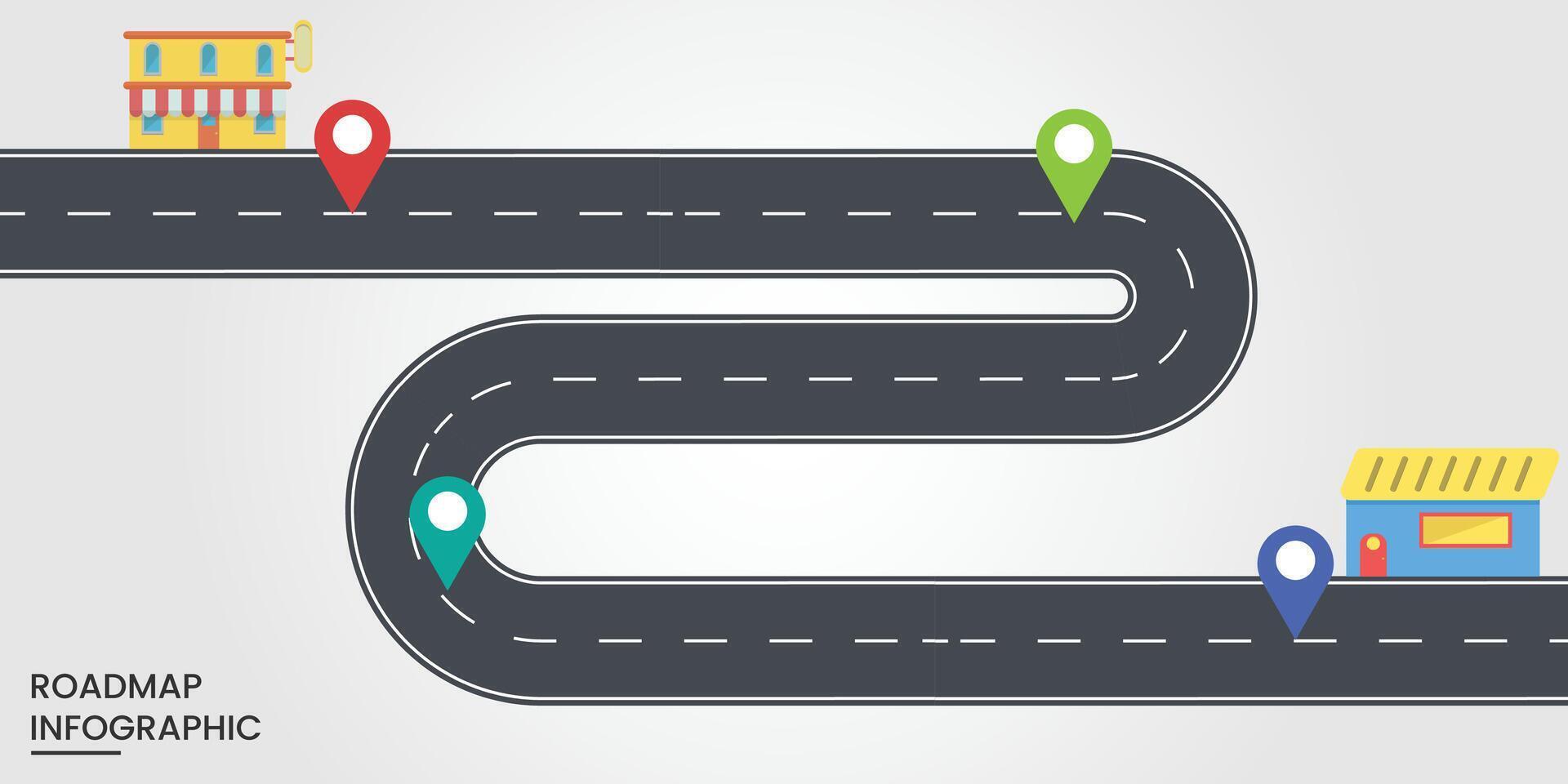Road infographic with pin, pointer. Street information concept. illustration vector