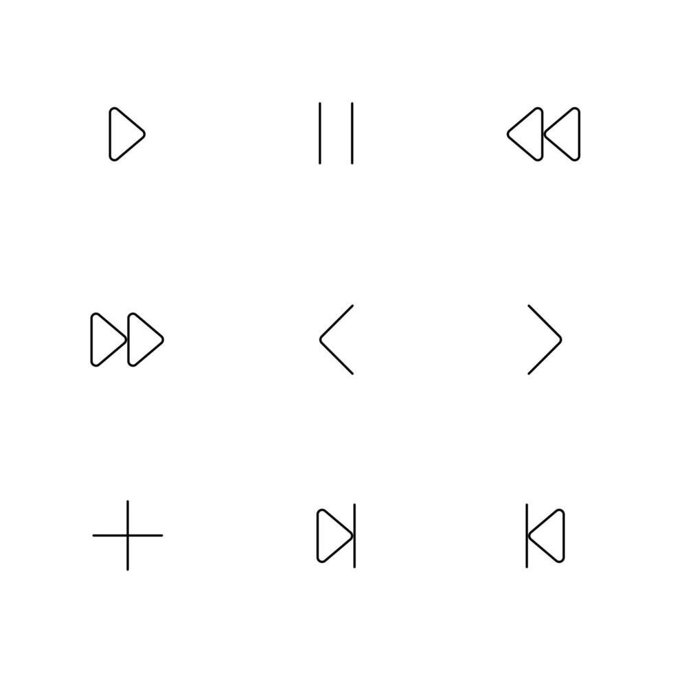 Media Play Minimal Outline Icons Set Illustration vector