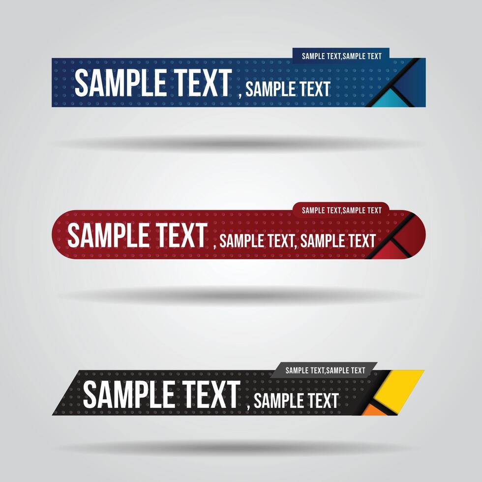 Lower third red blue and black design template modern contemporary. Set of banners vector