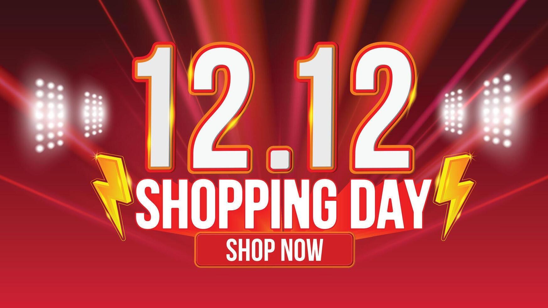 12.12 Sale banner promotion template on red background. vector