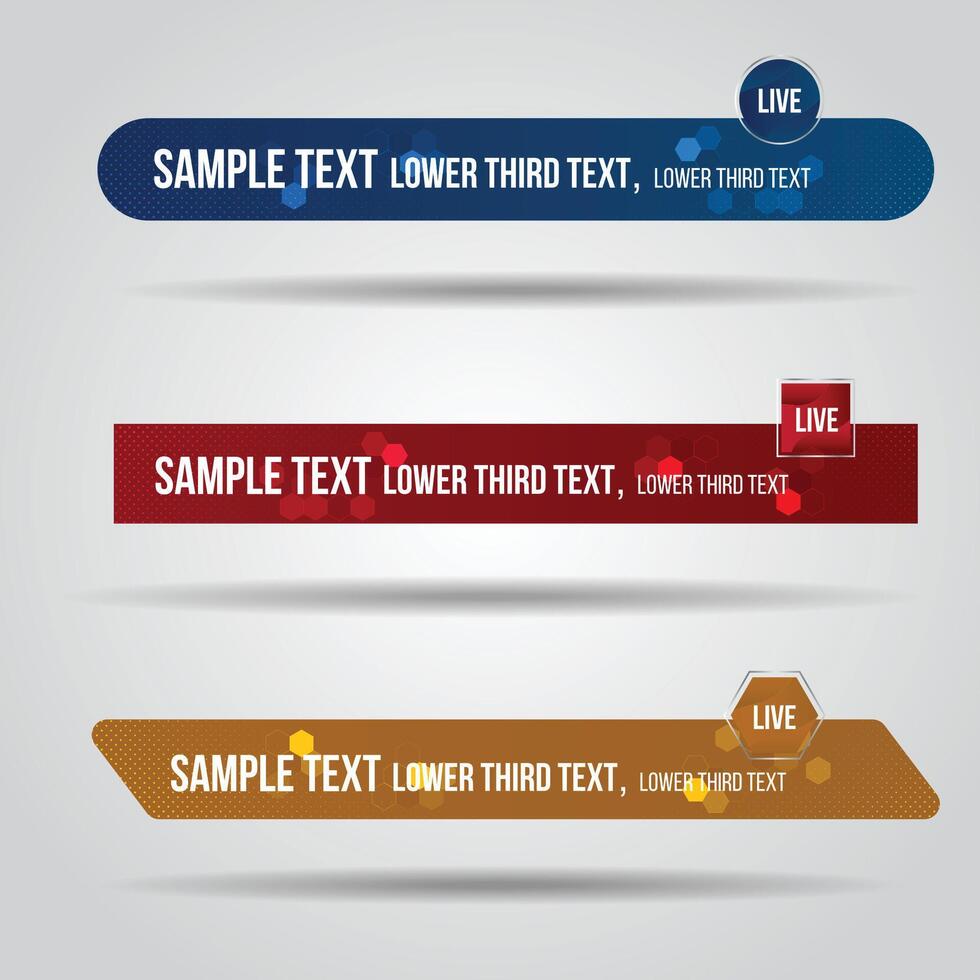Lower third red blue and orange design template modern contemporary vector
