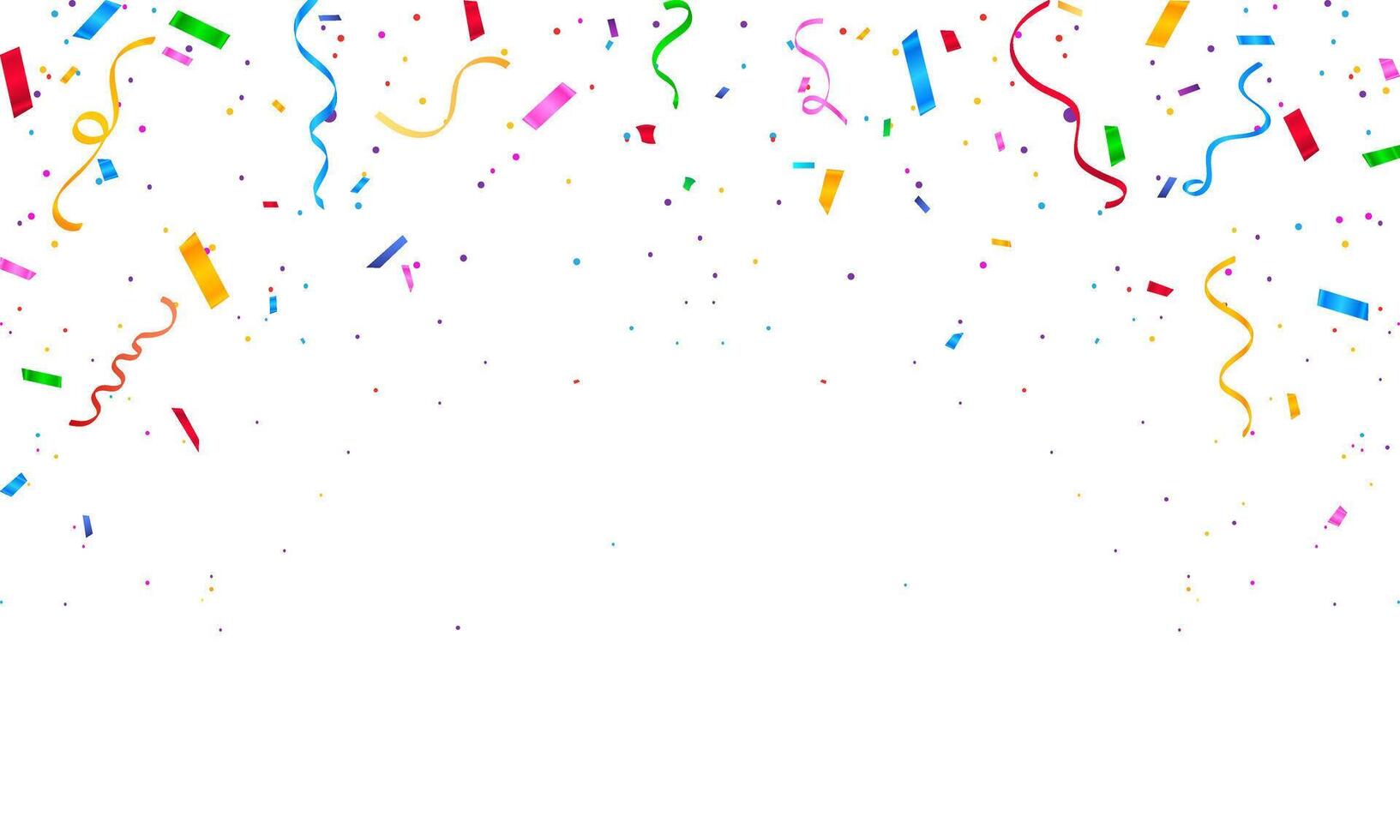 Colorful confetti and carnival ribbons with glitter. Shiny carnival confetti decoration background vector