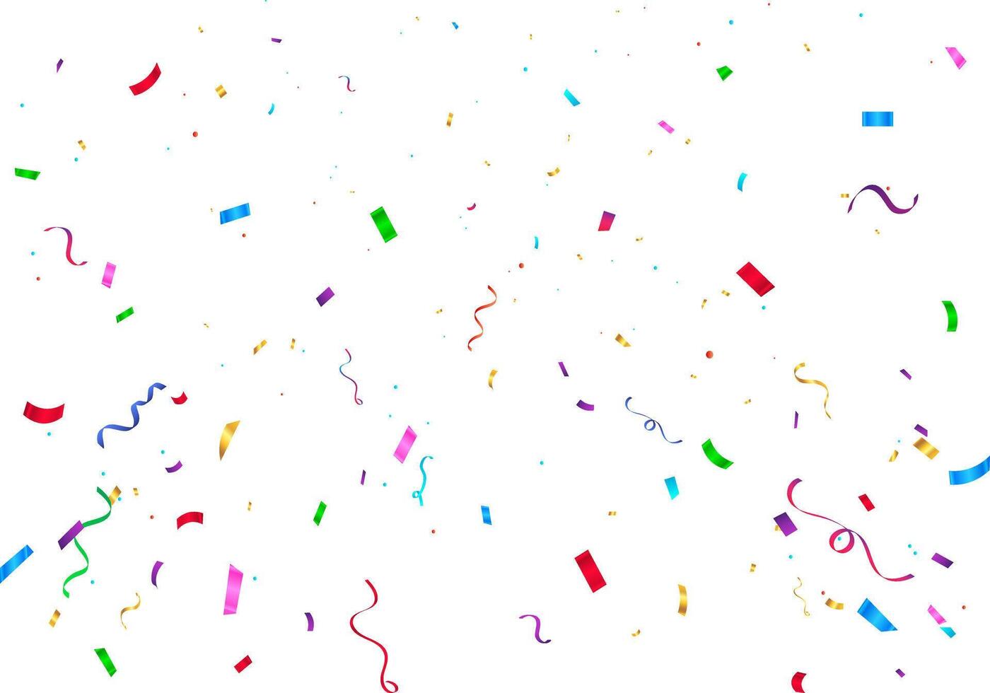 Colorful ribbons and confetti Can be separated from a white background. Confetti flying for celebration party banner. Falling shiny Colorful confetti isolated vector
