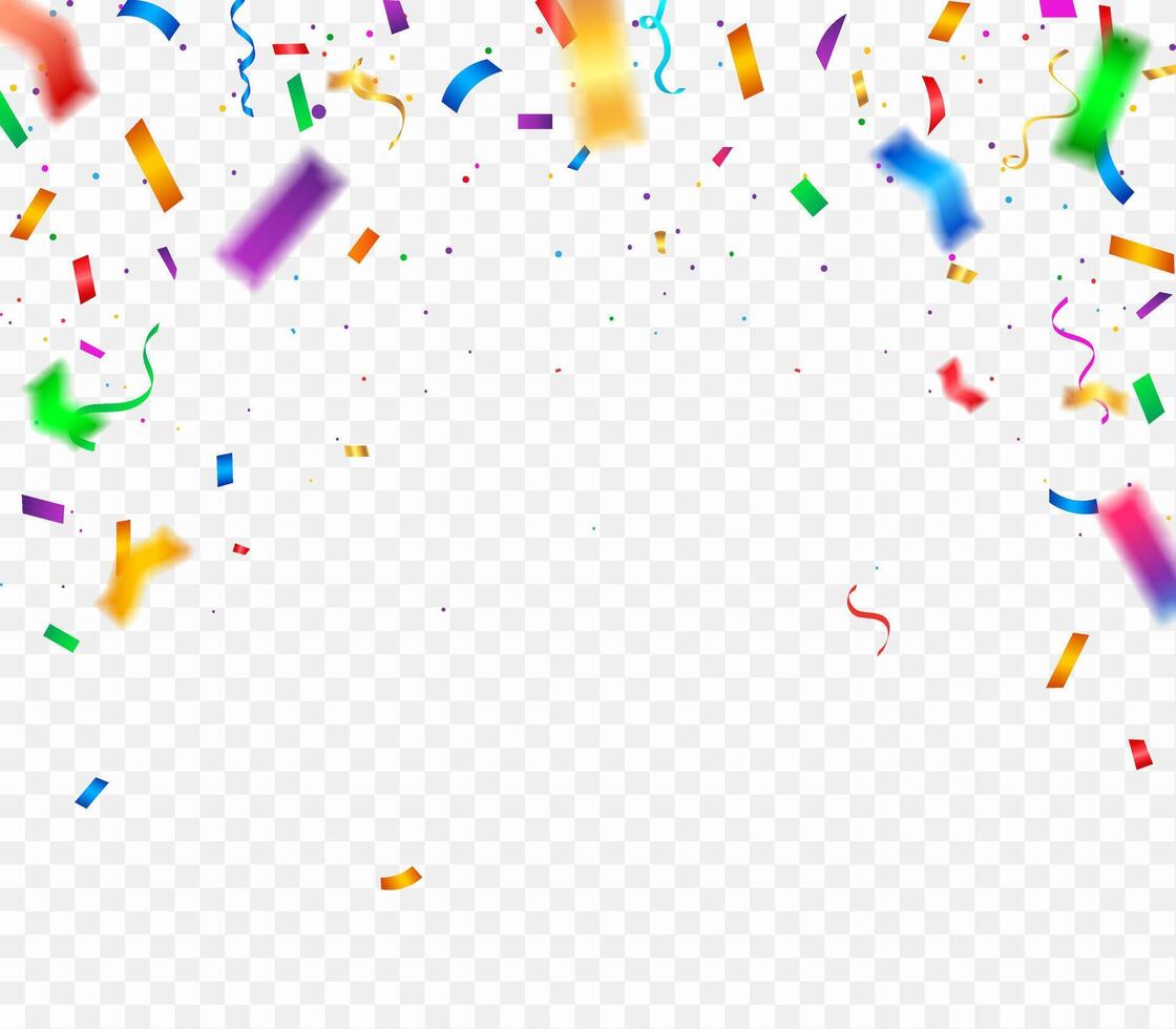 Festive colorful confetti isolated on a white background. Shiny carnival decoration. vector