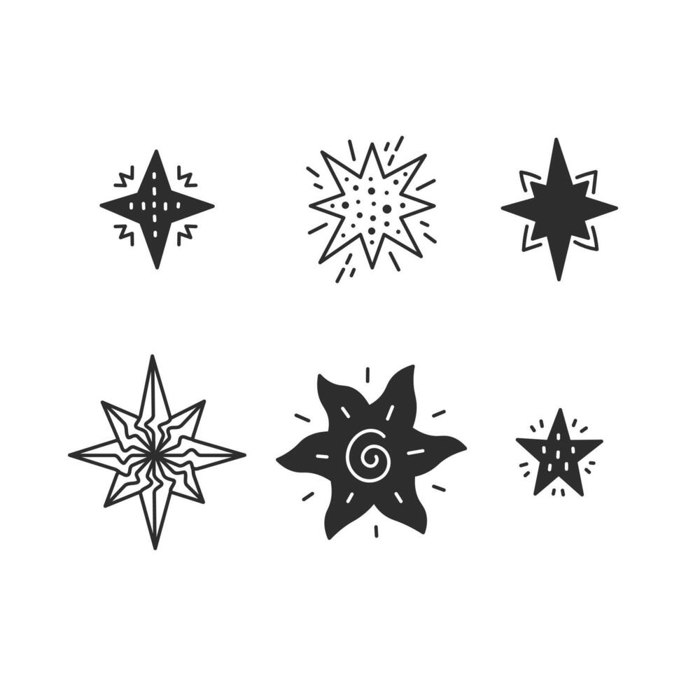 Decorative Star Shapes Doodle Set vector