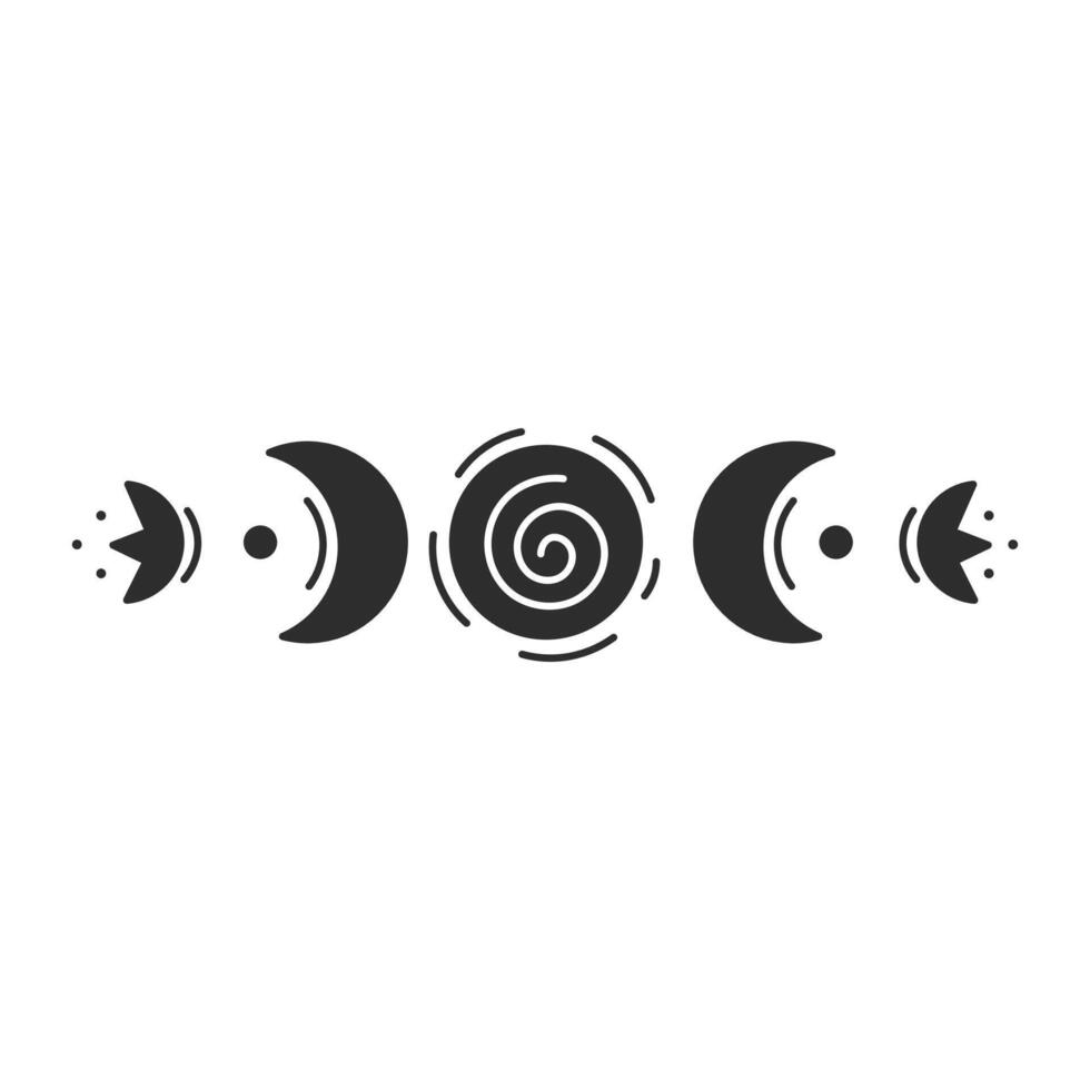 Moon Phases Doodle Symbol vector