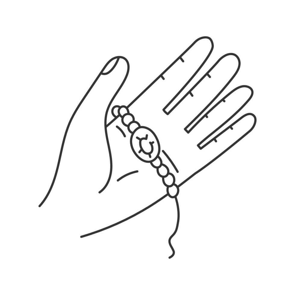 Hand Holding Beaded Bracelet Line Icon vector