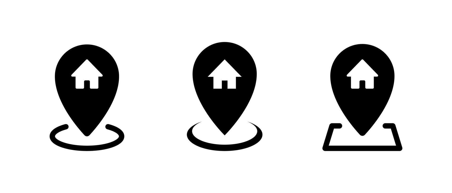 Map pointer house, home marker icon isolated on white background vector