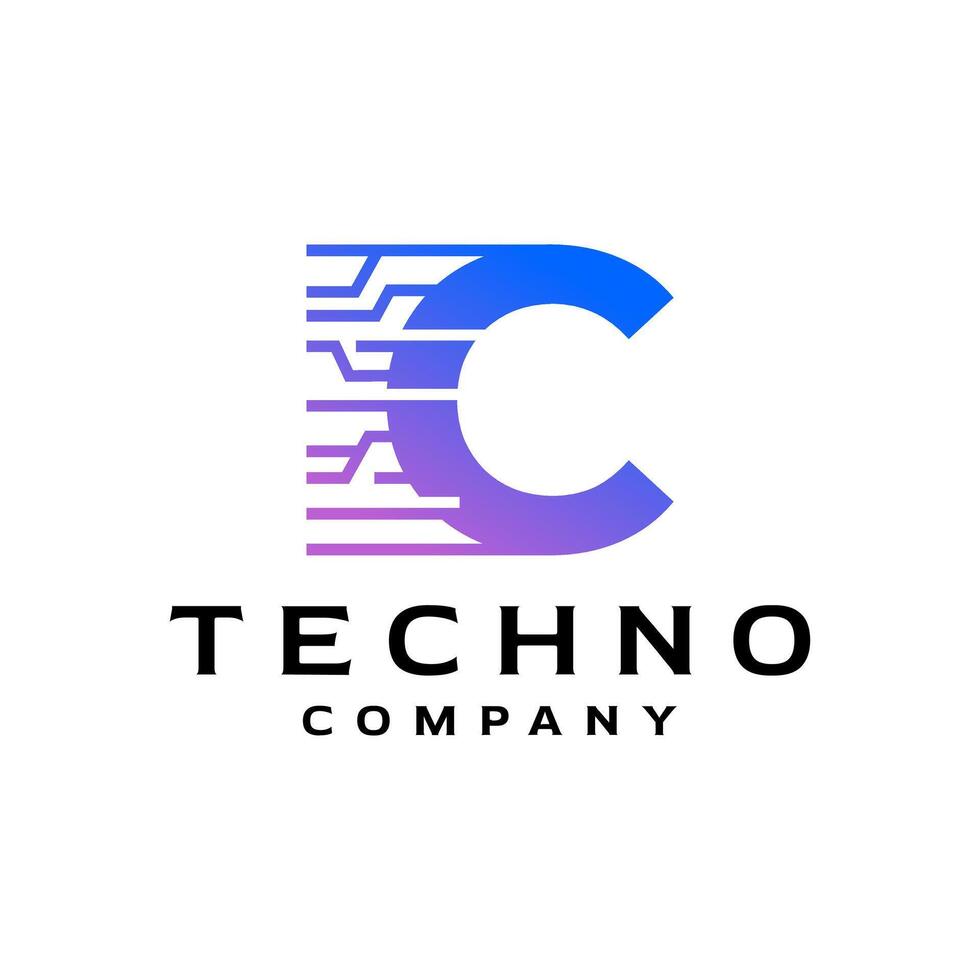 letter C logo with technology theme. futuristic logo template for technology company. vector