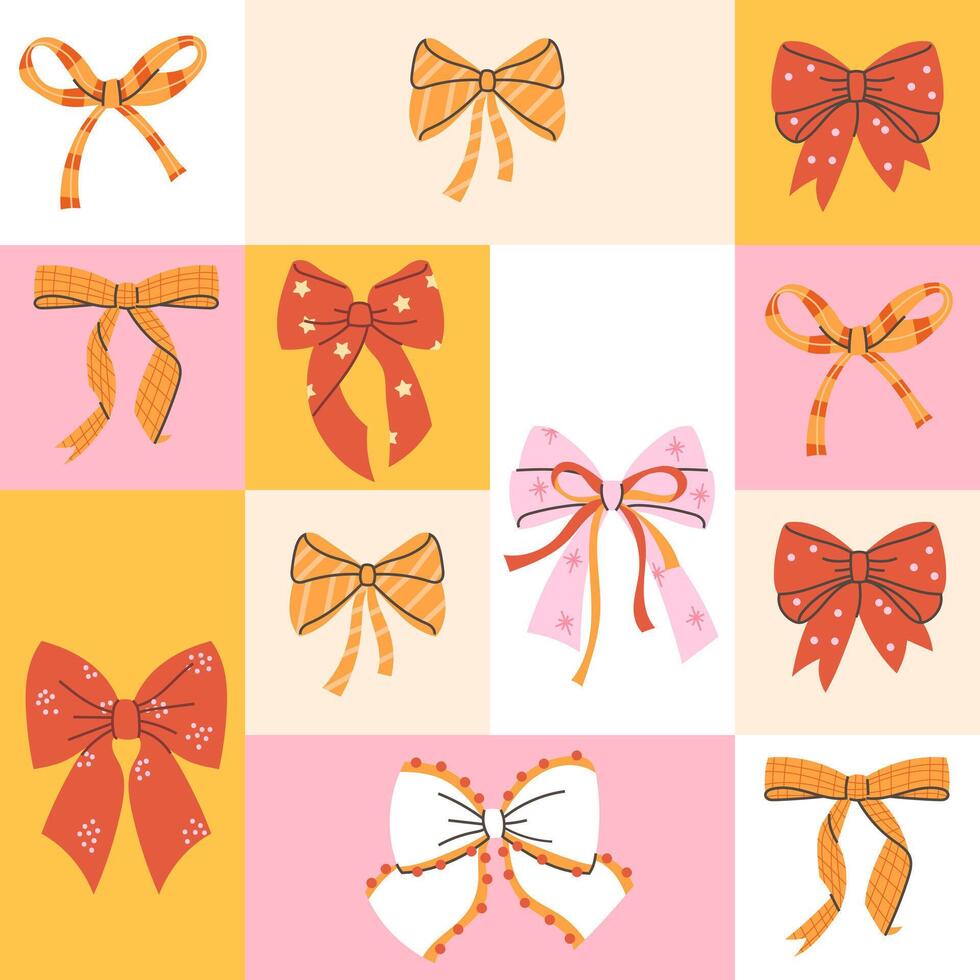 Geometric modern pattern with festive bows vector