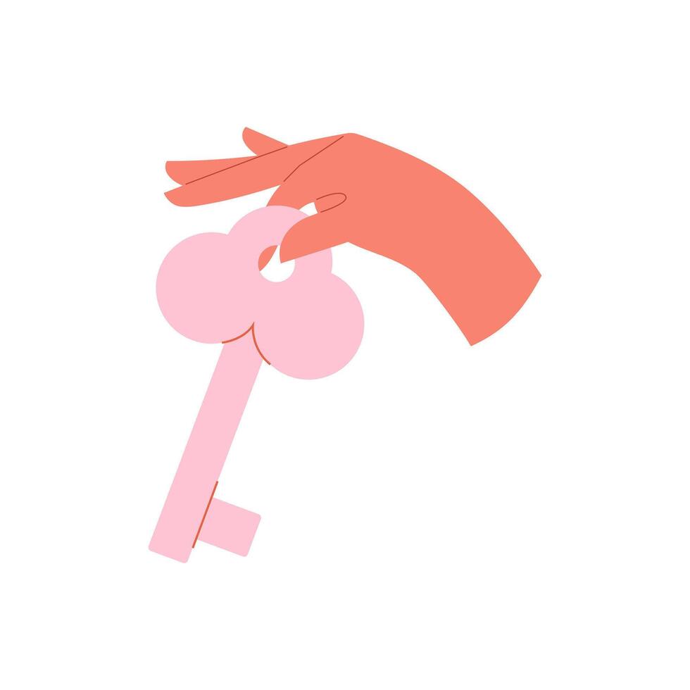human hand holds the key vector