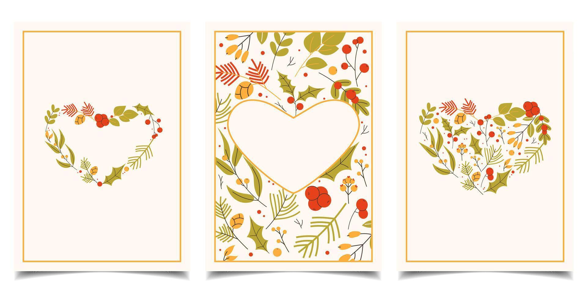 Set of botanical Valentine's Day cards vector
