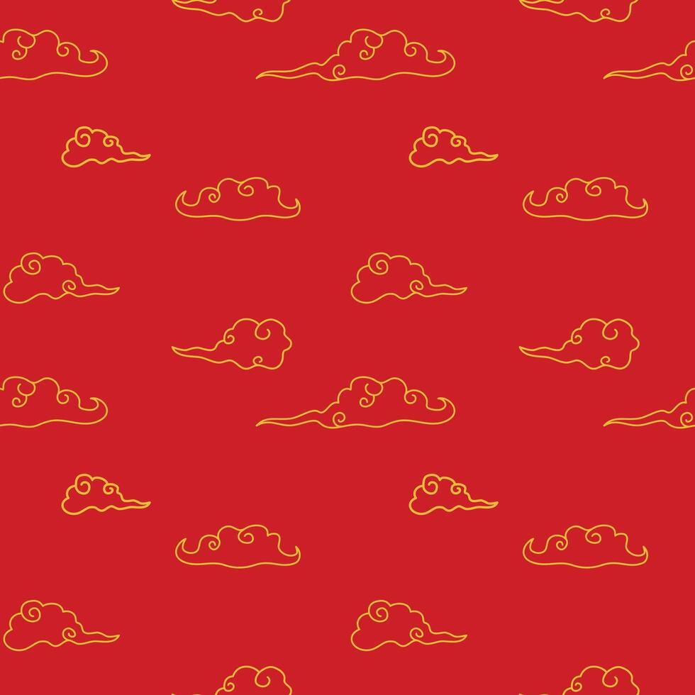 Chinese ornamental clouds seamless pattern. Lunar New Year background design, spring festival holiday symbols. Isolated on white background vector