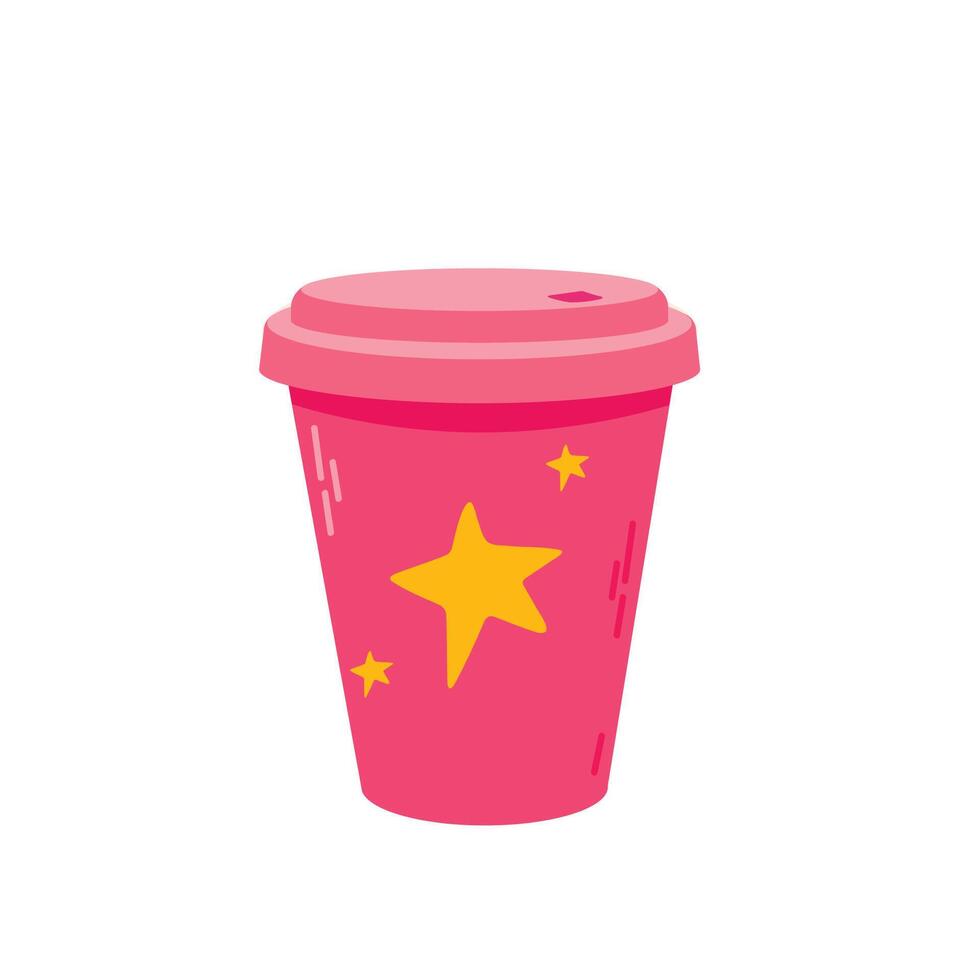 Coffee cup with star. Cute illustration in flat style. vector