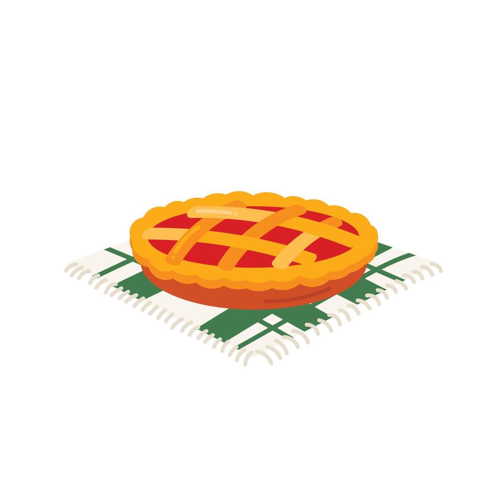 Apple pie on a white background. Illustration in flat style. vector