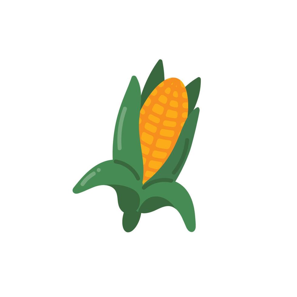 Corn icon in flat color style. Organic food illustration on white background. vector