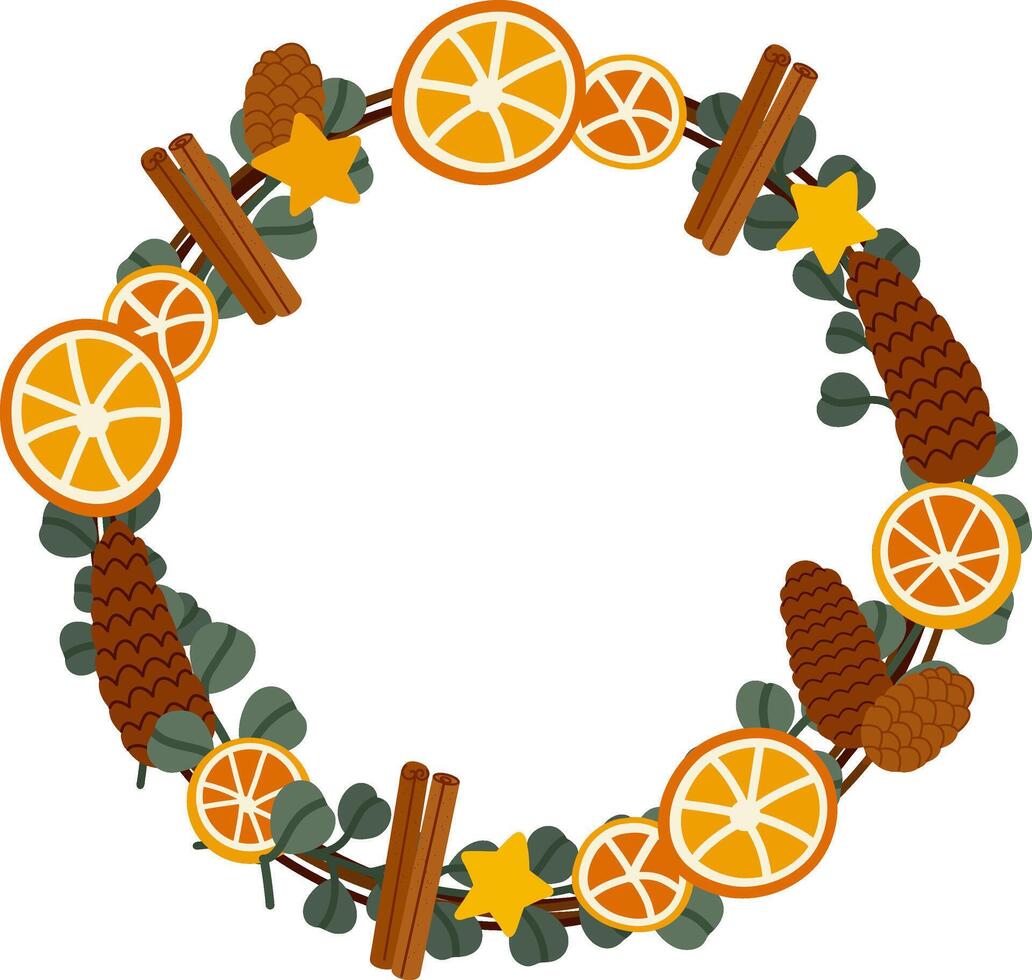 Citrus and Spice Christmas Wreath vector