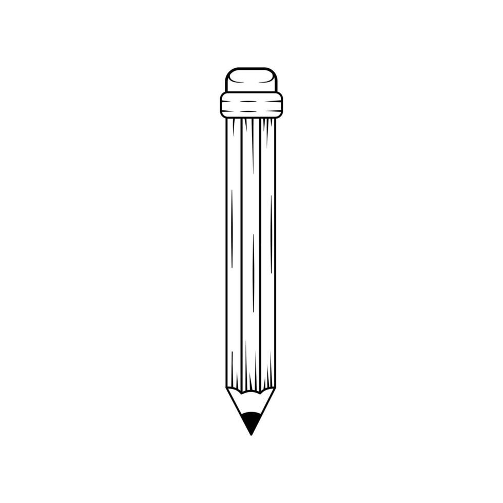 Pencil with eraser icon. Pencil illustration in doodle style. Pen icon in flat style. Pen illustration on white isolated background. Pen business concept. vector