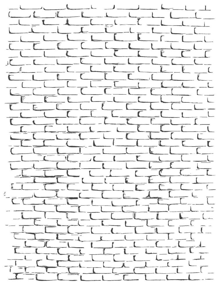 Hand Drawn Black And White Brick Wall Pattern Background vector