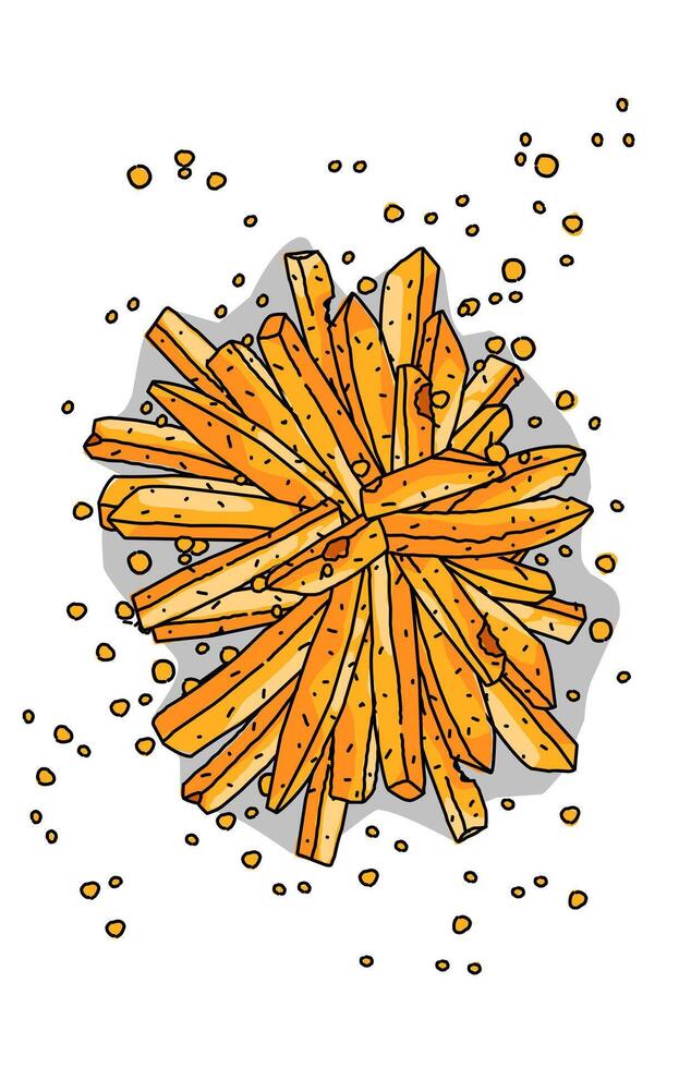 Delicious potato french fries on white white background vector