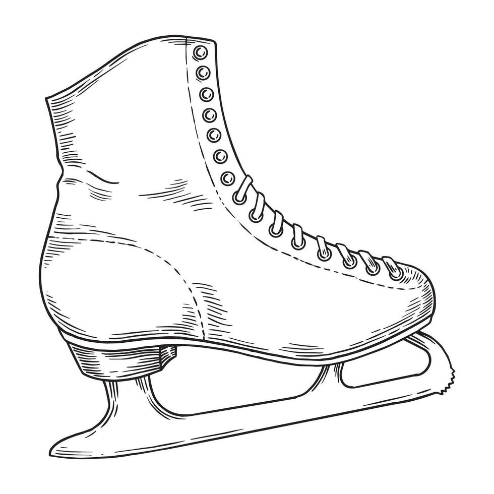 vintage skates. illustration in sketch style. christmas core vector