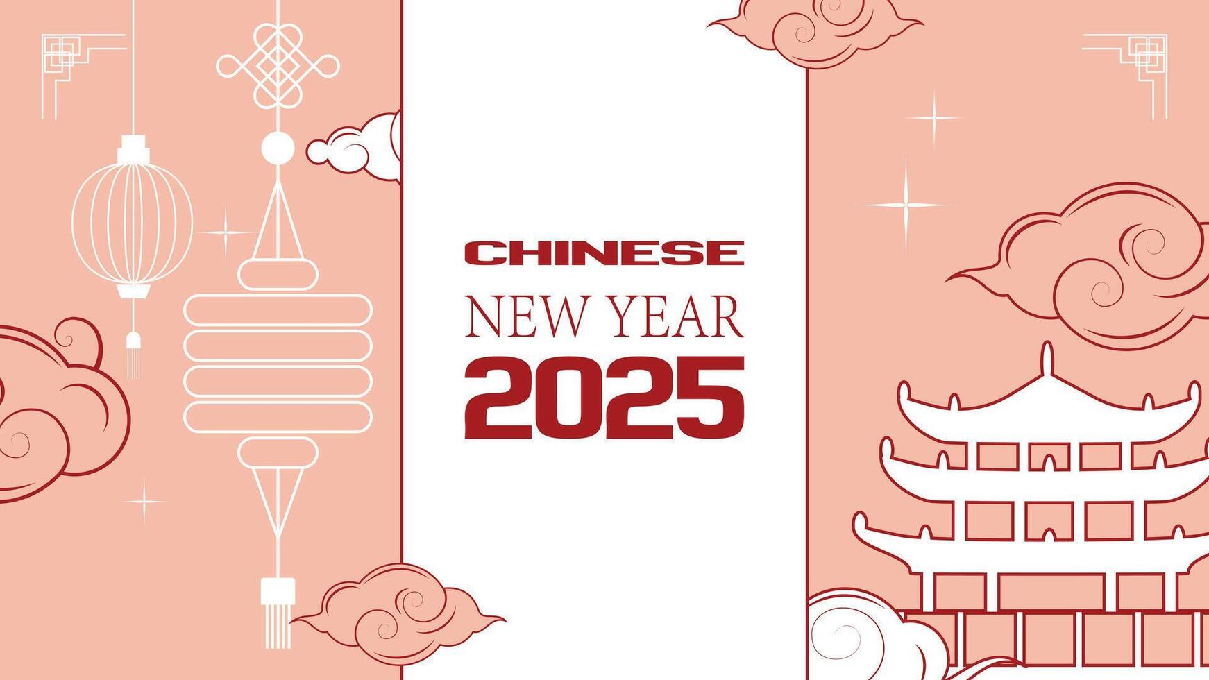 Festive Year of Snake thumbnail with pastel pink, red, palace, and elegant decorations for social media vector