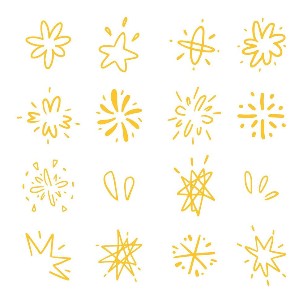 Star and sparkle doodle hand drawn for element and illustration vector