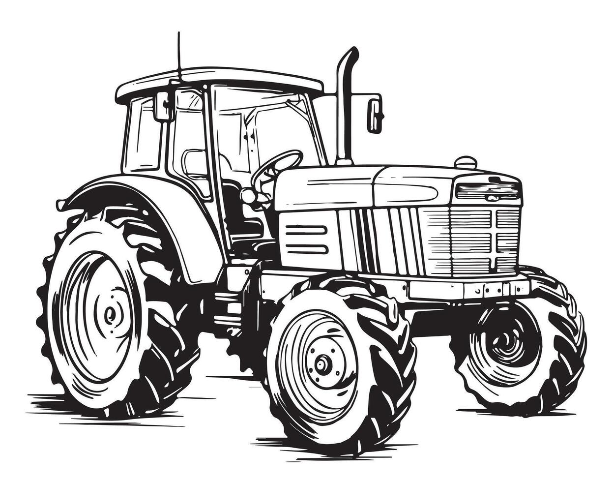 Agricultural tractor sketch. Farming concept illustration vector