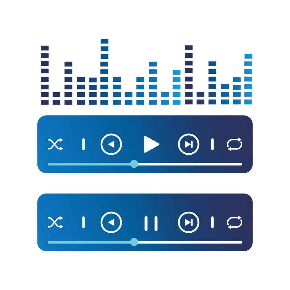 Media music player template with sound waves vector