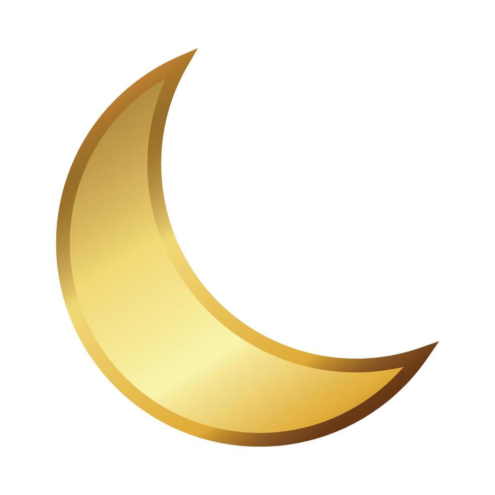 Flat Crescent Half Moon Golden Icon Illustration vector