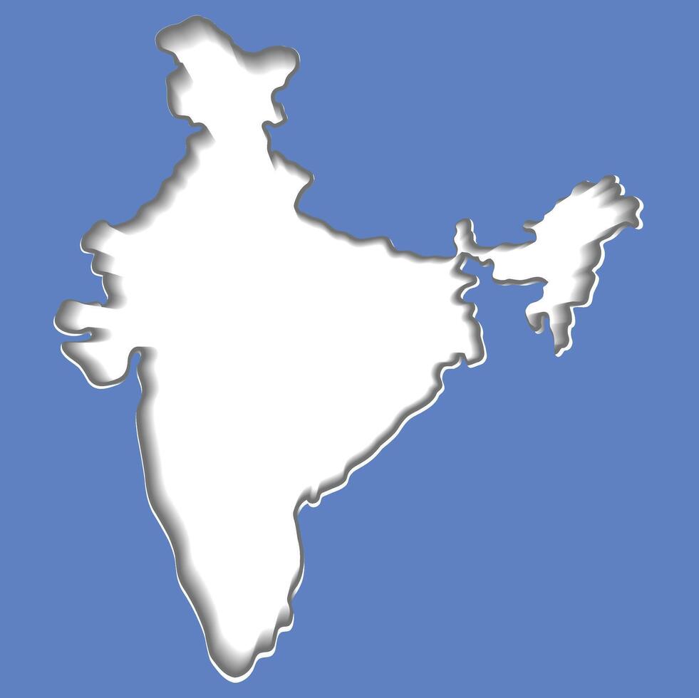 India Map Blue Paper cut out on blue background vector