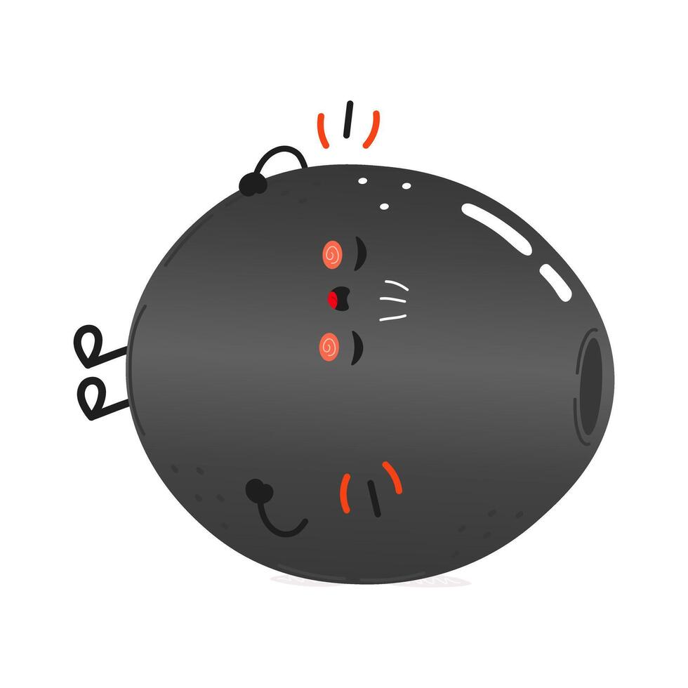 Cute cartoon illustration of a smiling Black Olive character. hand drawn cartoon kawaii character illustration icon. Isolated on white background. Black Olive character concept vector