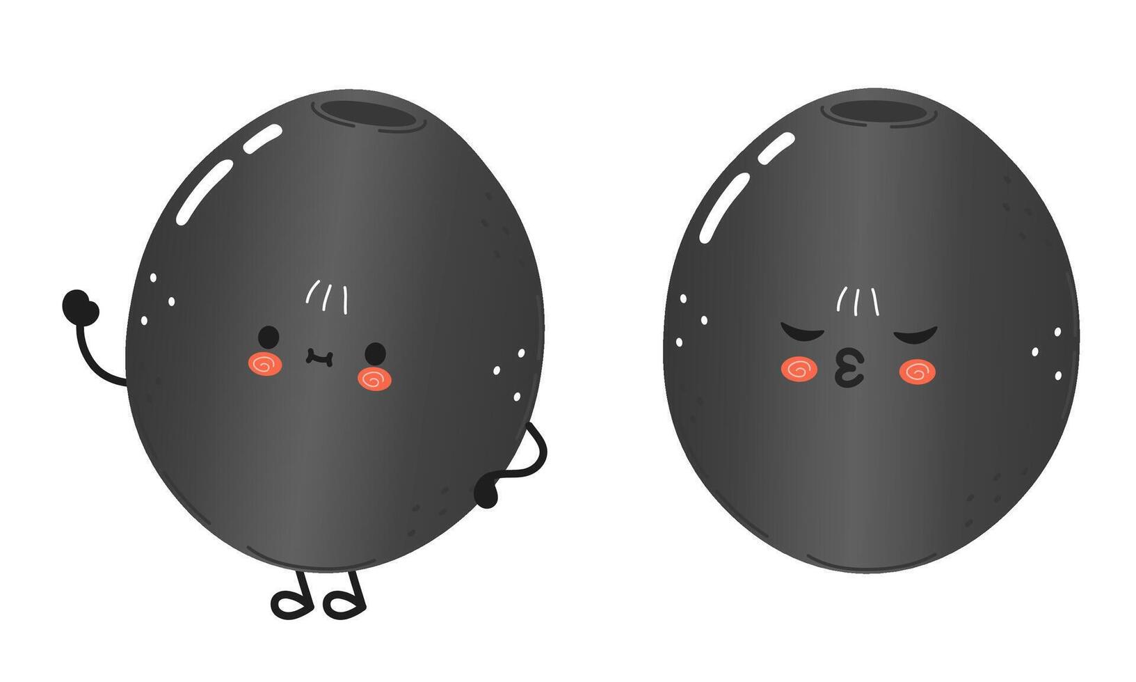 Cute cartoon Black Olive character with a smiling.. hand drawn cartoon kawaii character illustration icon. Isolated on white background. Black Olive character concept vector