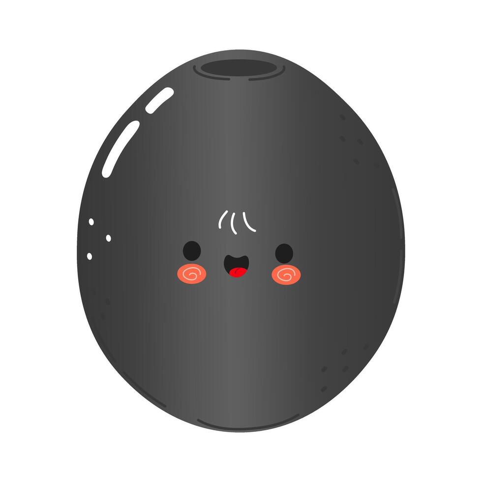Cute cartoon Black Olive character with a smiling.. hand drawn cartoon kawaii character illustration icon. Isolated on white background. Black Olive character concept vector